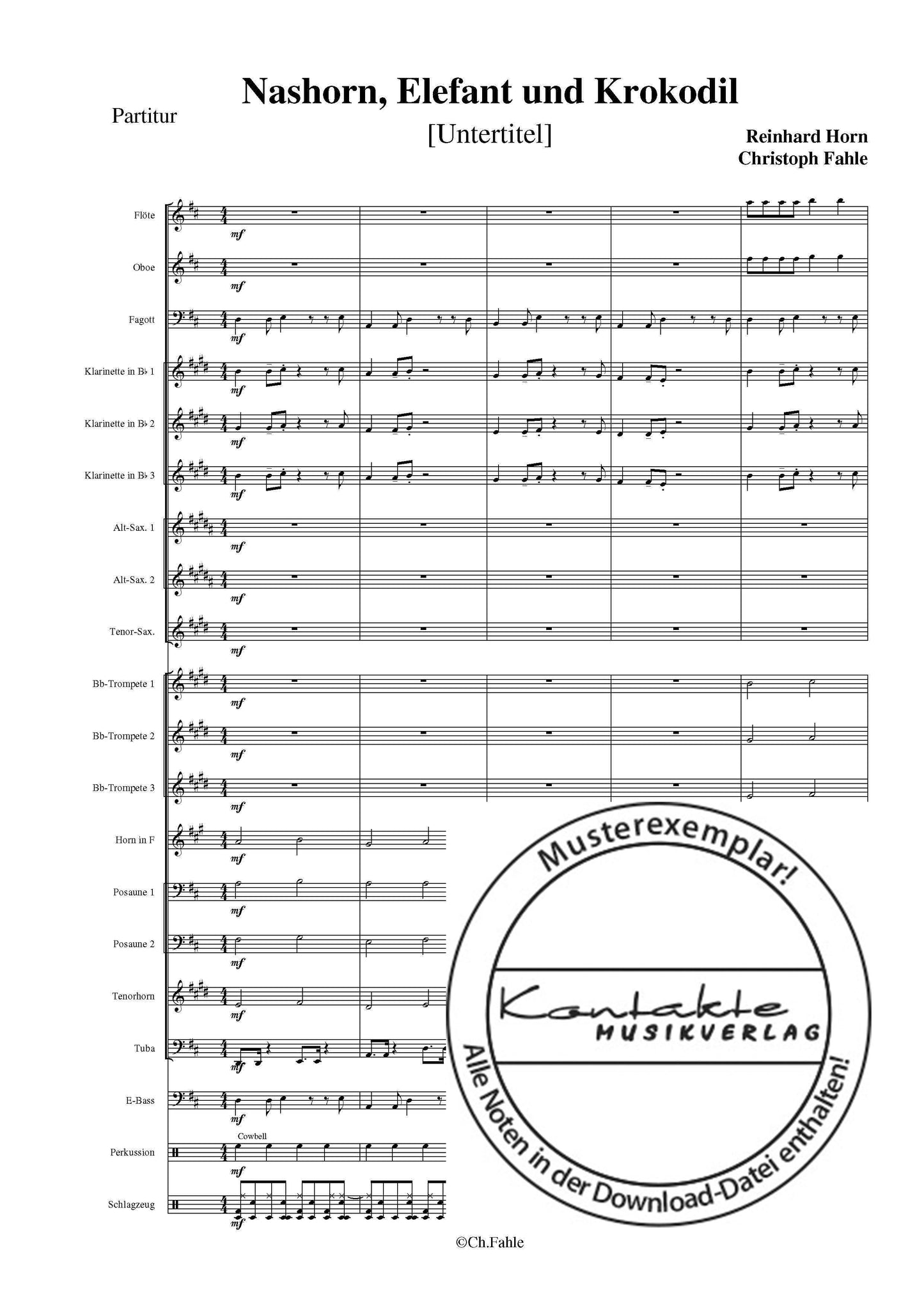 Nashorn, Elefant und Krokodil (Orchesternoten D-Dur)