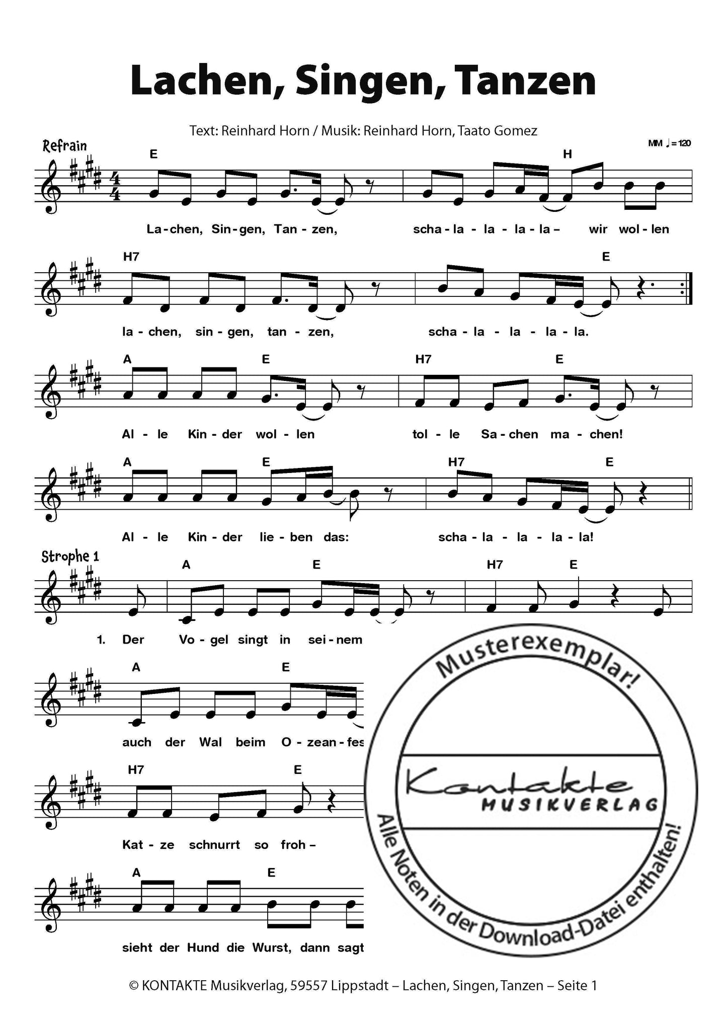Lachen, Singen, Tanzen (Noten)