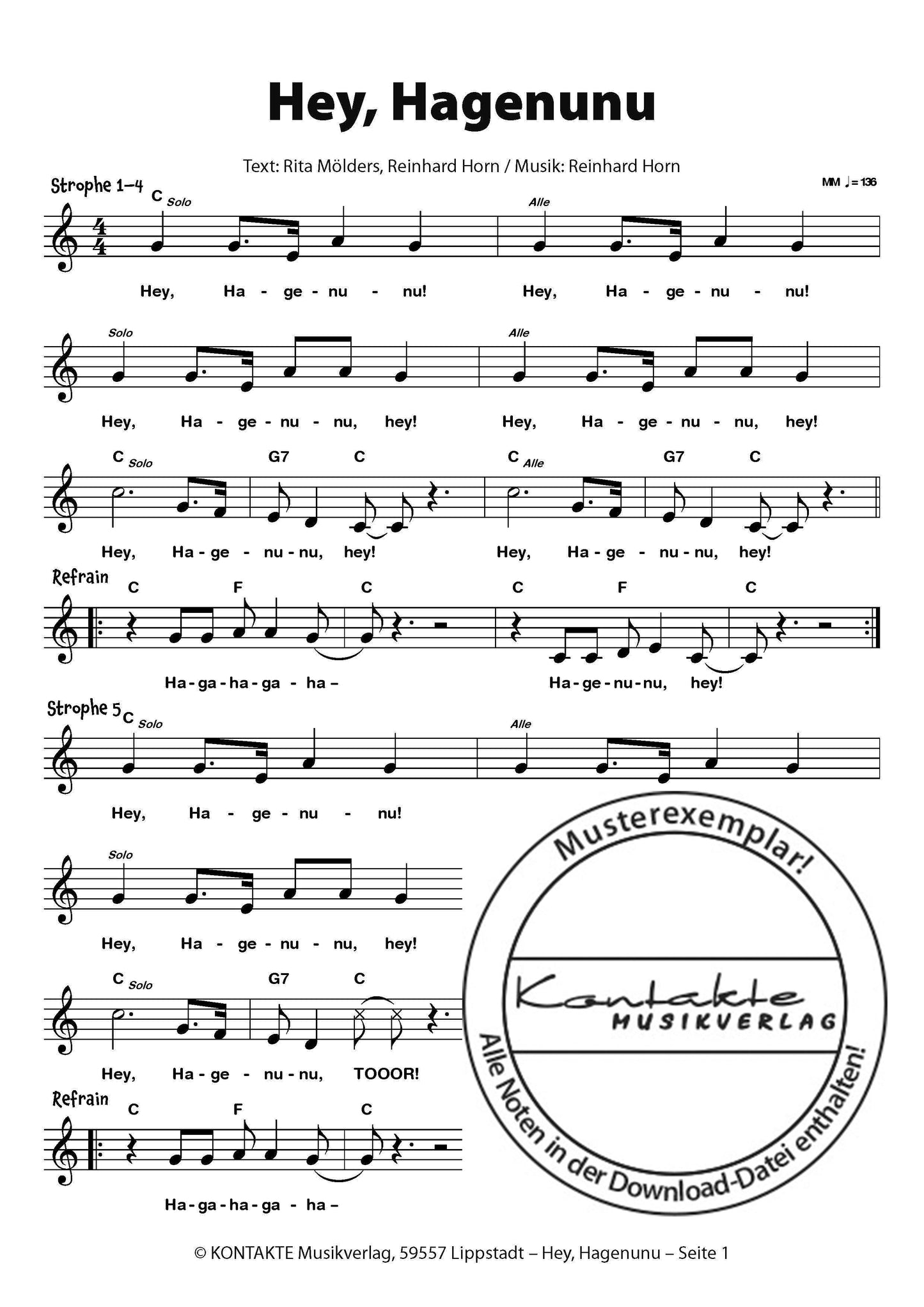 Lachen, Singen, Tanzen (Noten)