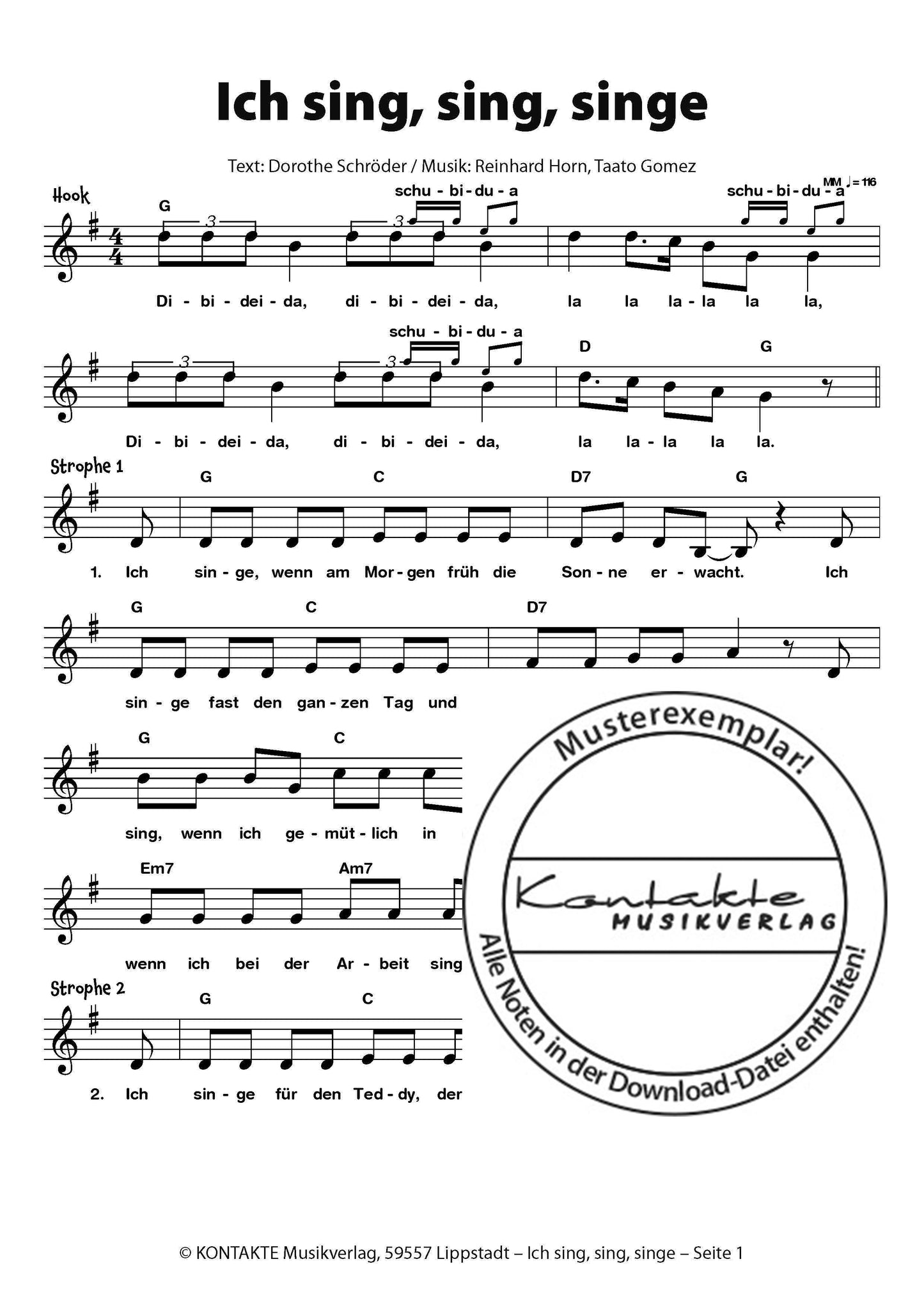 Lachen, Singen, Tanzen (Noten)