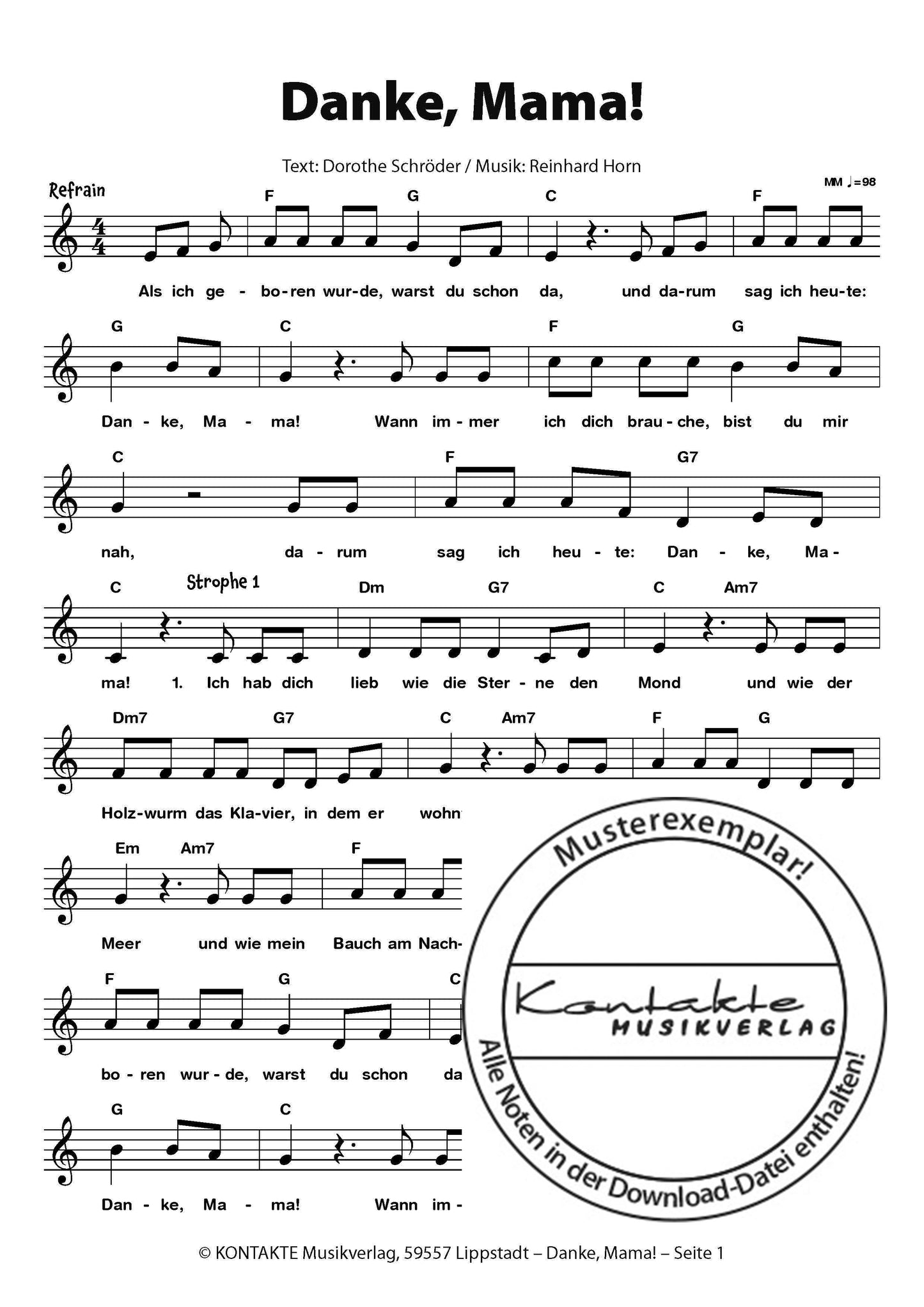 Lachen, Singen, Tanzen (Noten)
