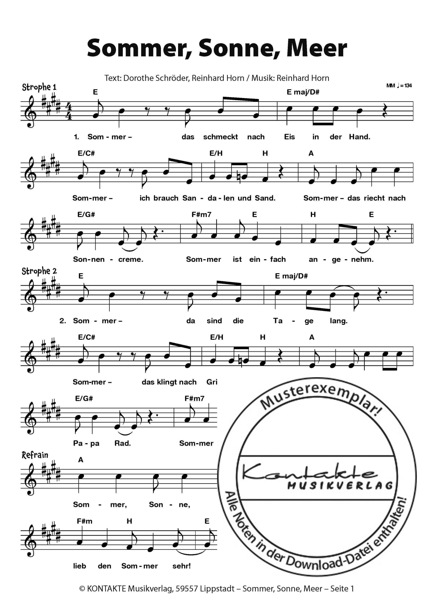 Lachen, Singen, Tanzen (Noten)