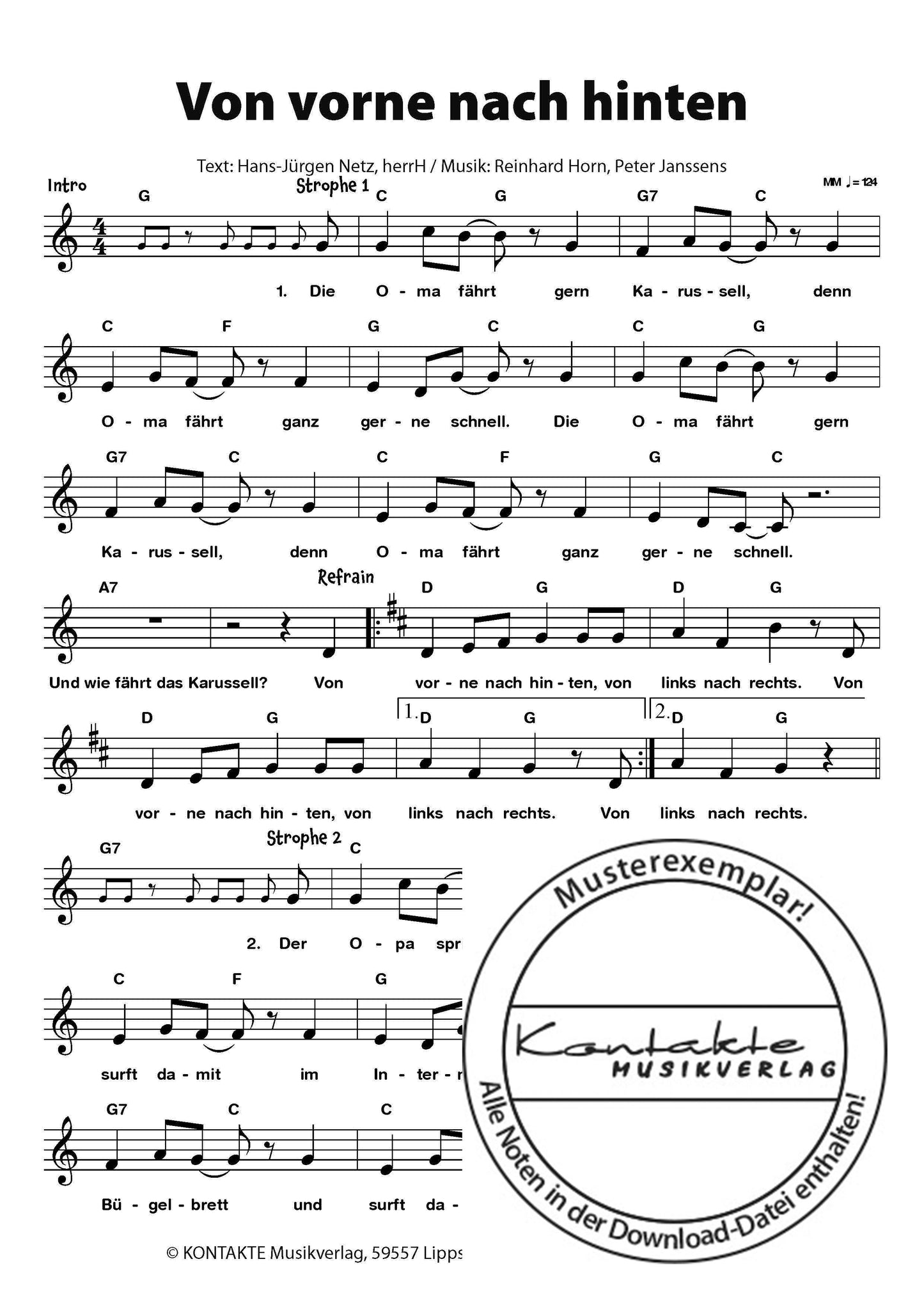 Lachen, Singen, Tanzen (Noten)