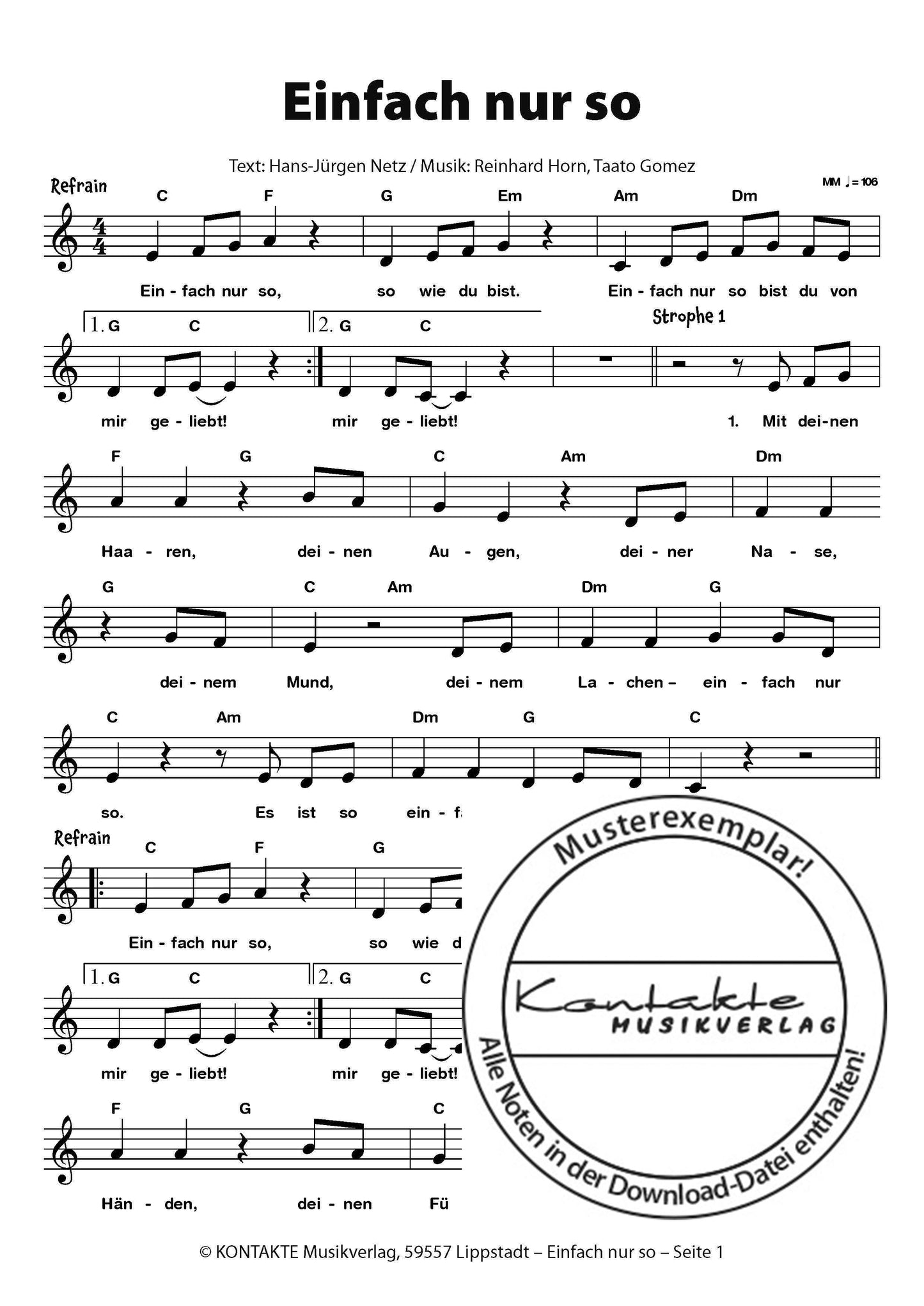 Lachen, Singen, Tanzen (Noten)