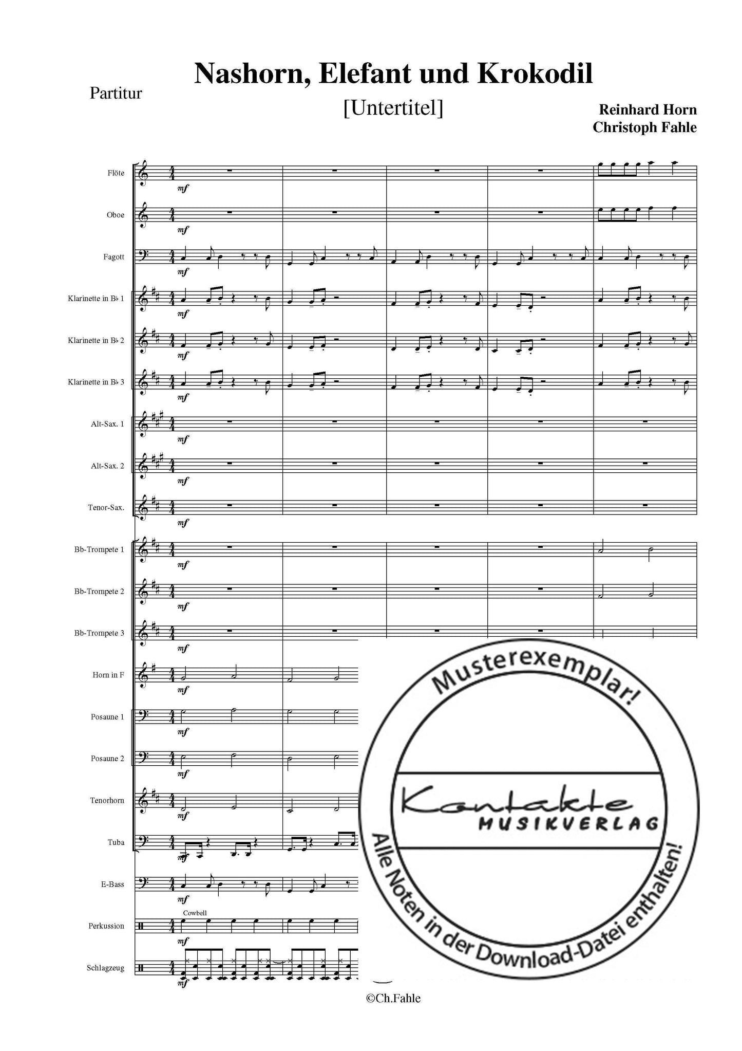 Nashorn, Elefant und Krokodil (Orchesternoten C-Dur)