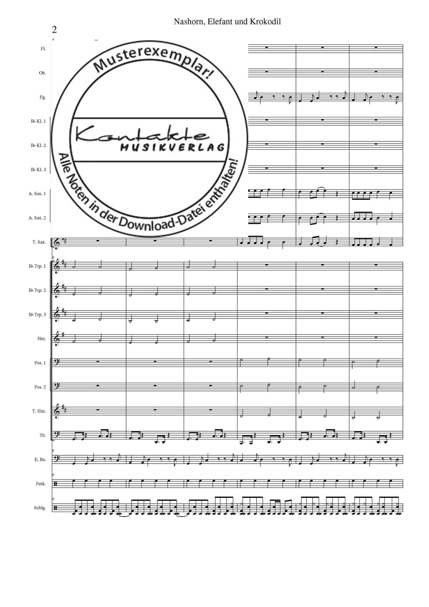 Nashorn, Elefant und Krokodil (Orchesternoten C-Dur)
