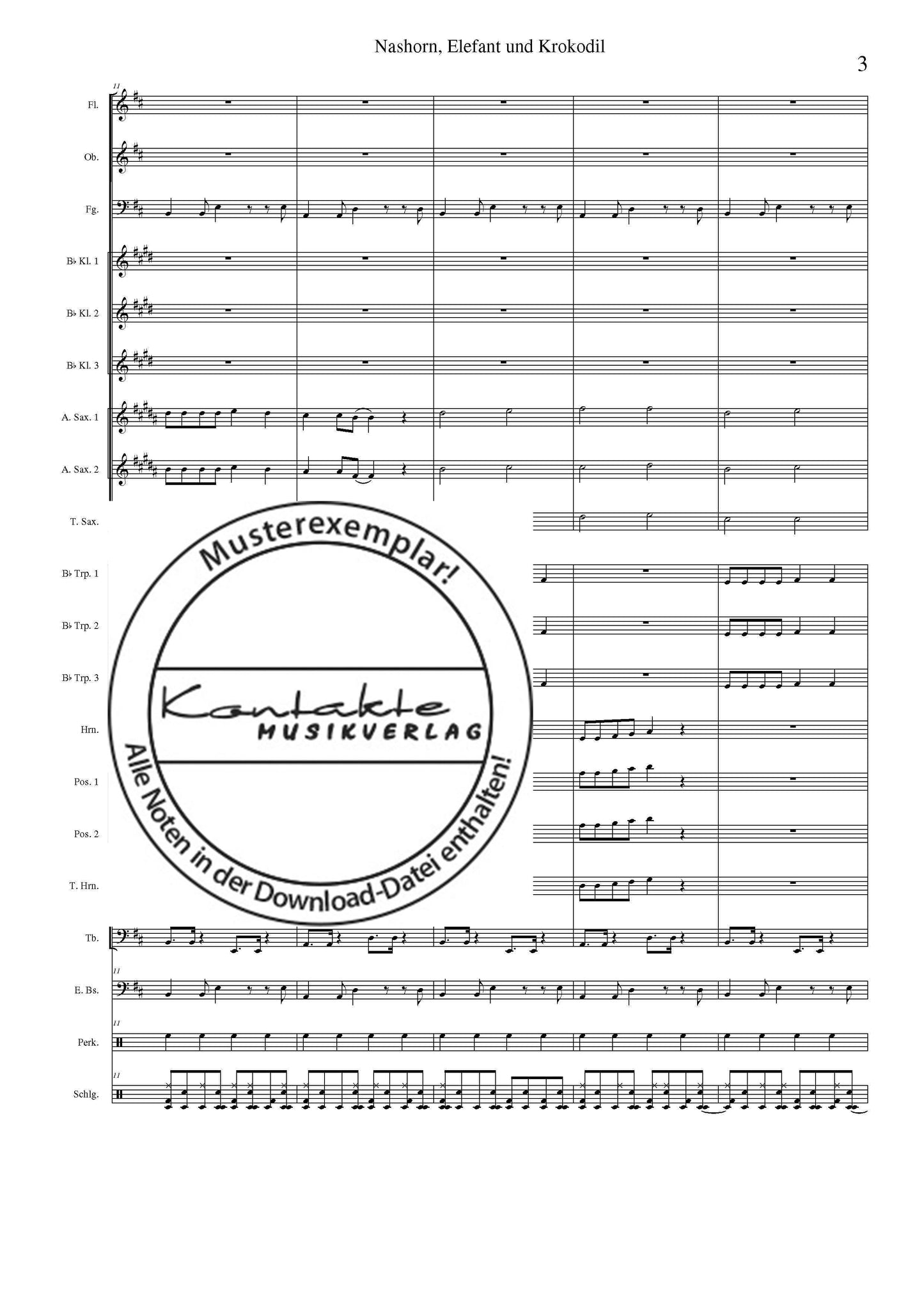 Nashorn, Elefant und Krokodil (Orchesternoten D-Dur)