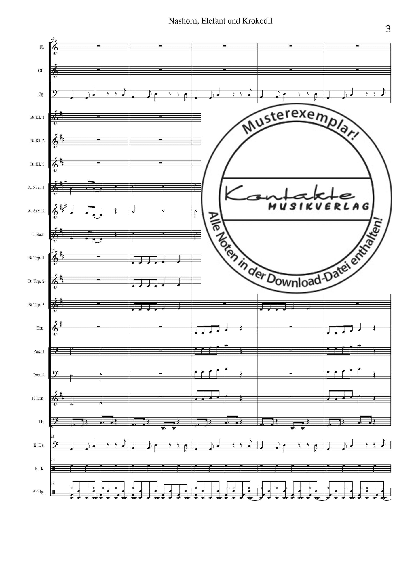 Nashorn, Elefant und Krokodil (Orchesternoten C-Dur)