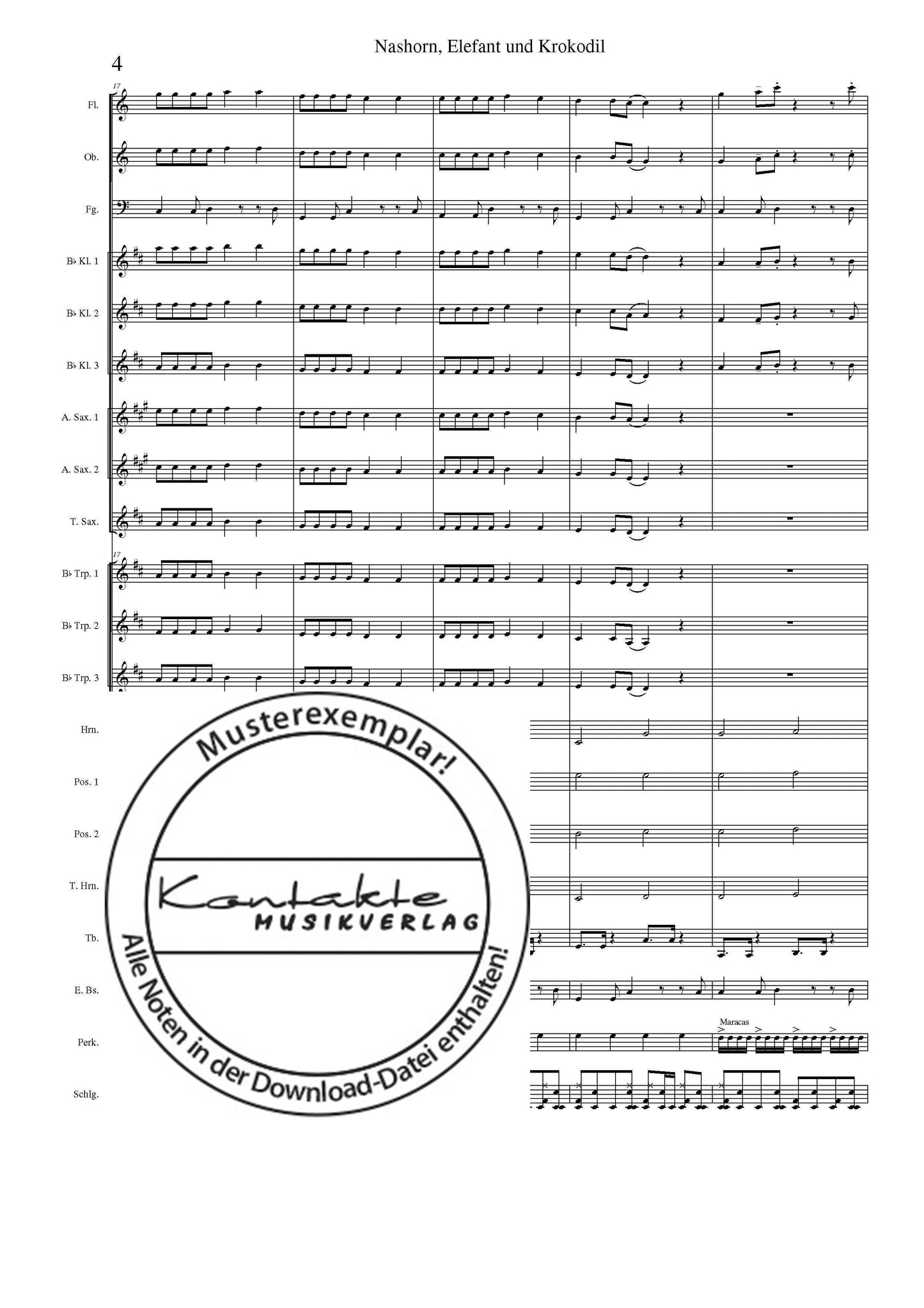 Nashorn, Elefant und Krokodil (Orchesternoten C-Dur)