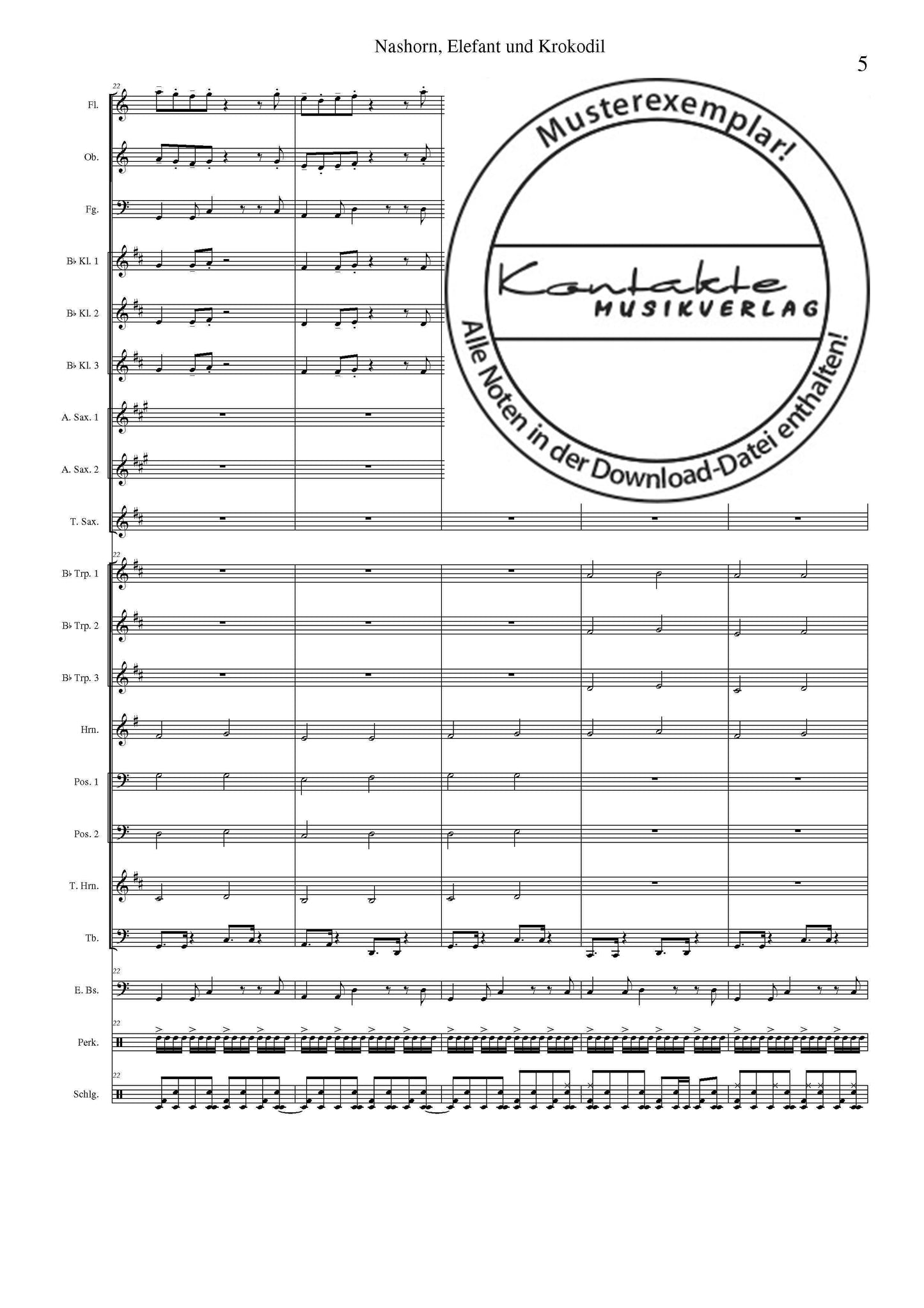 Nashorn, Elefant und Krokodil (Orchesternoten C-Dur)