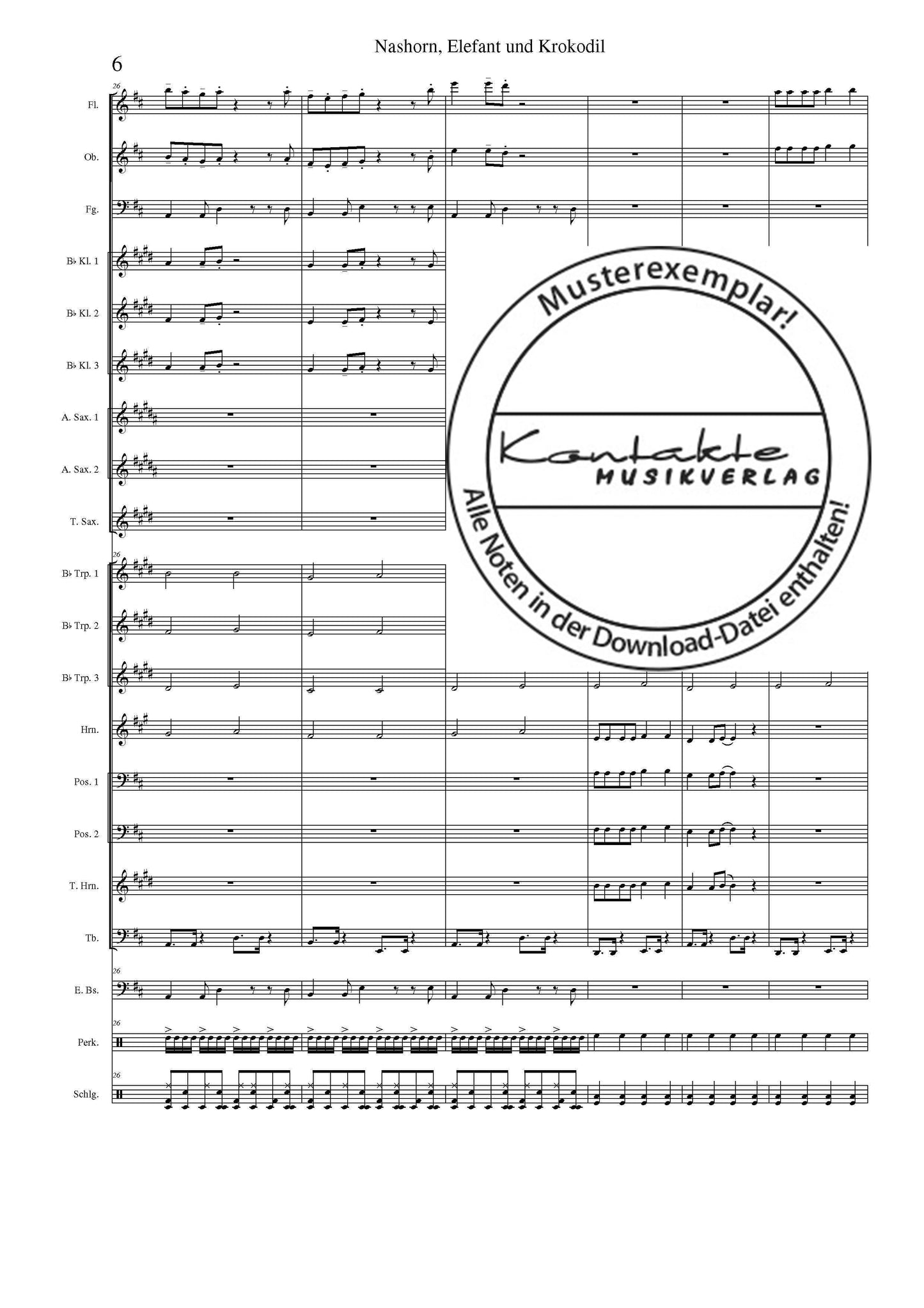 Nashorn, Elefant und Krokodil (Orchesternoten D-Dur)