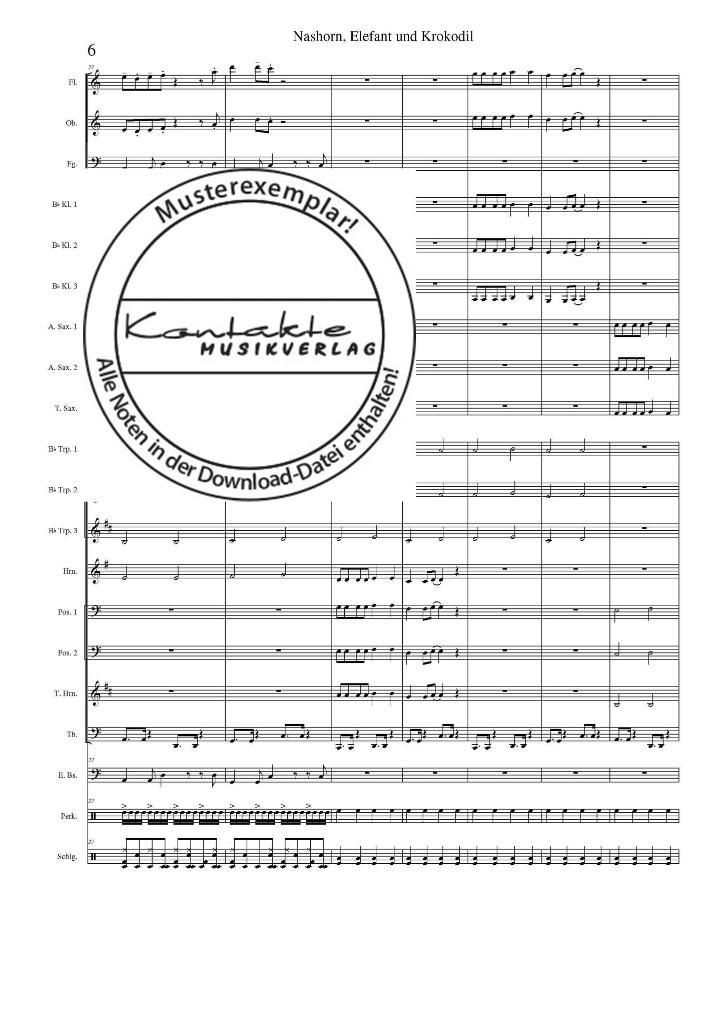 Nashorn, Elefant und Krokodil (Orchesternoten C-Dur)