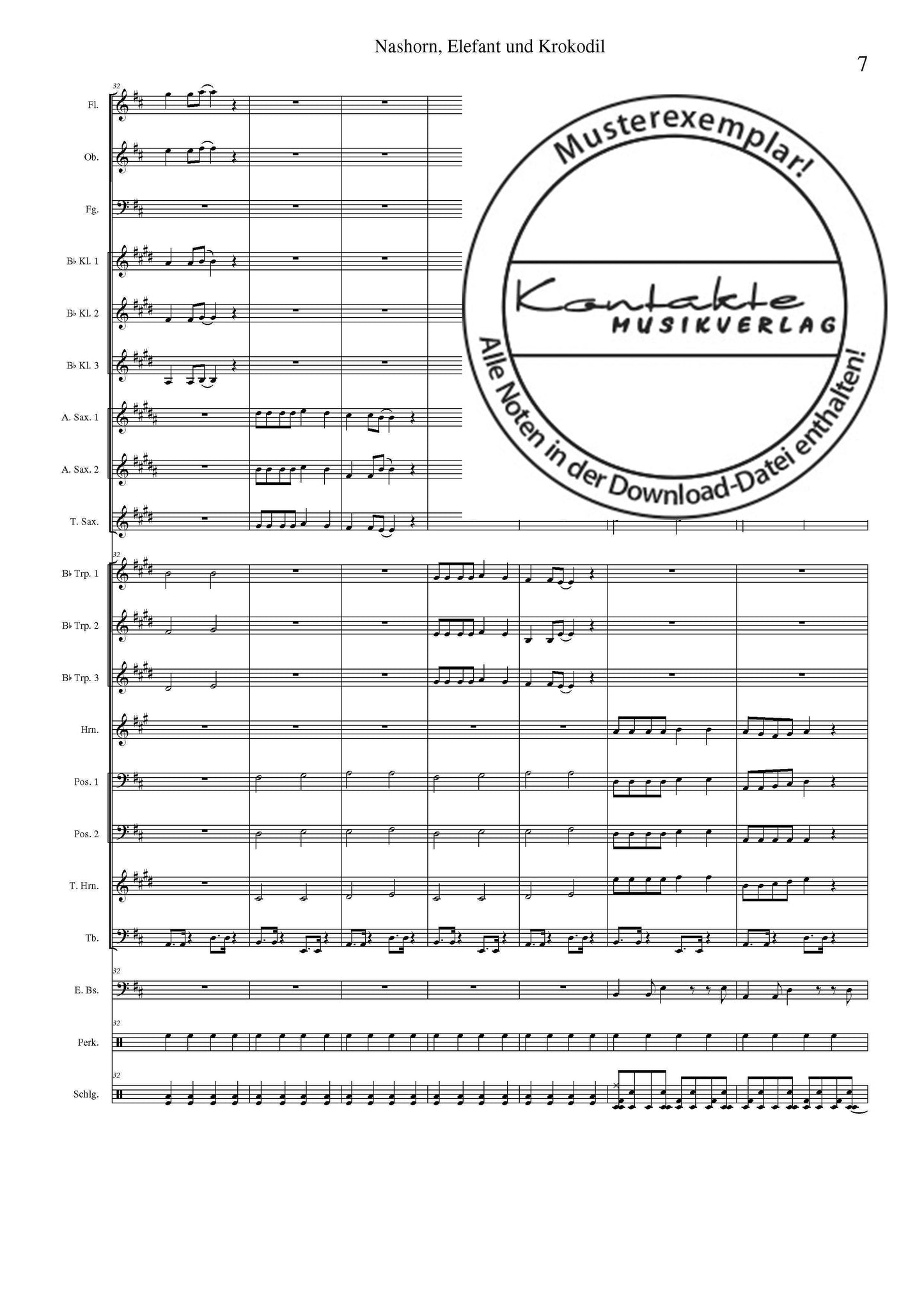 Nashorn, Elefant und Krokodil (Orchesternoten D-Dur)