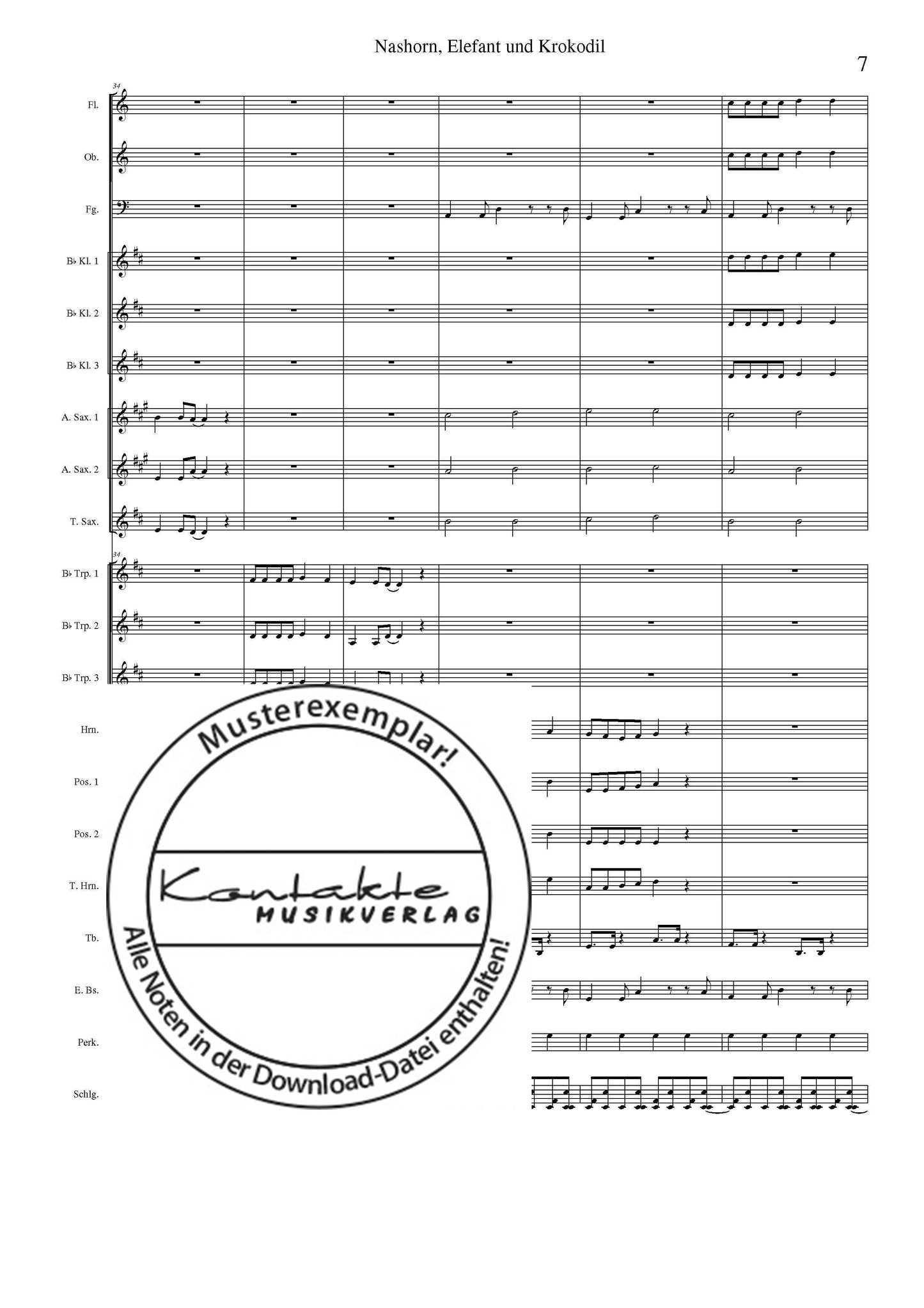 Nashorn, Elefant und Krokodil (Orchesternoten C-Dur)