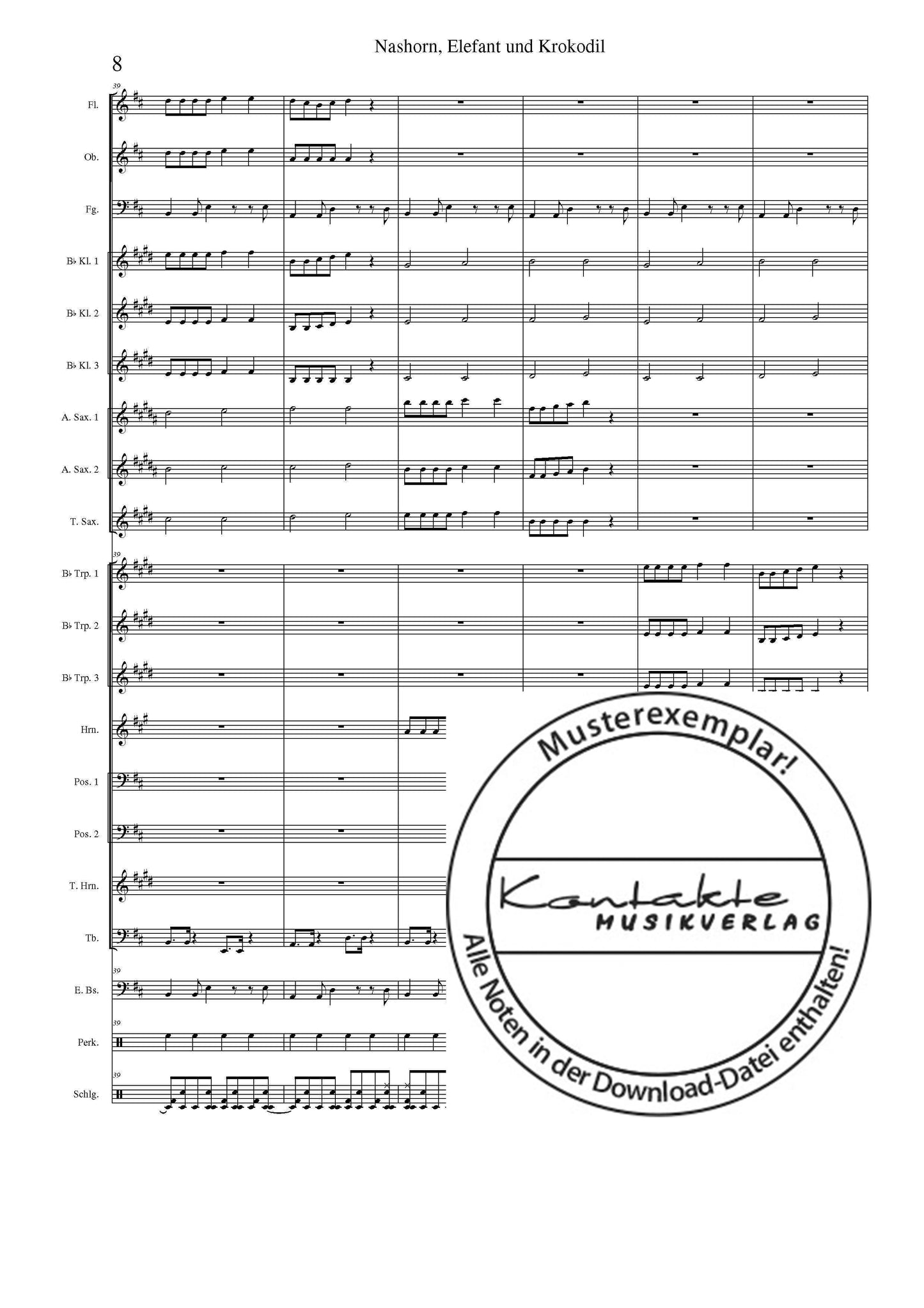 Nashorn, Elefant und Krokodil (Orchesternoten D-Dur)