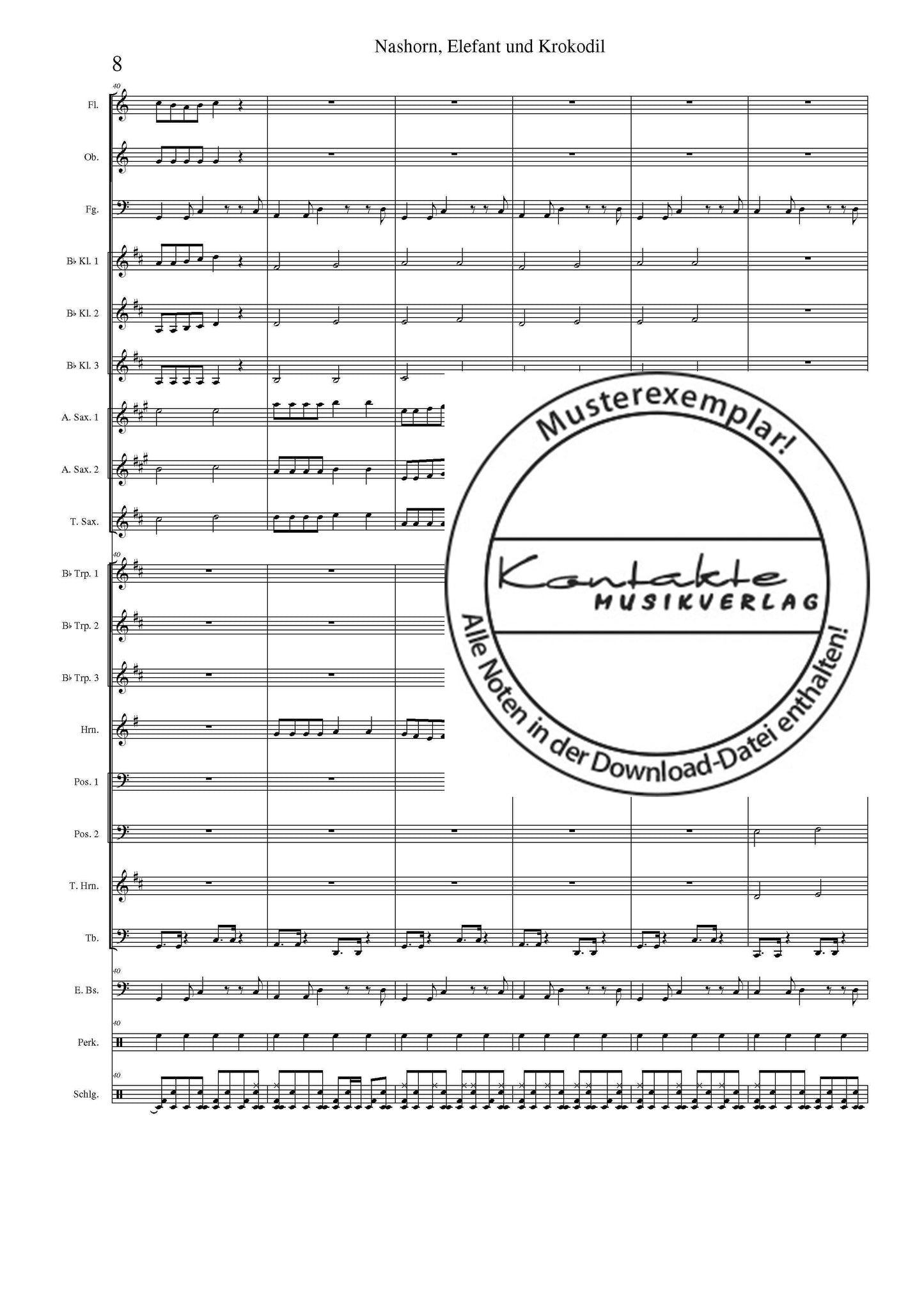 Nashorn, Elefant und Krokodil (Orchesternoten C-Dur)