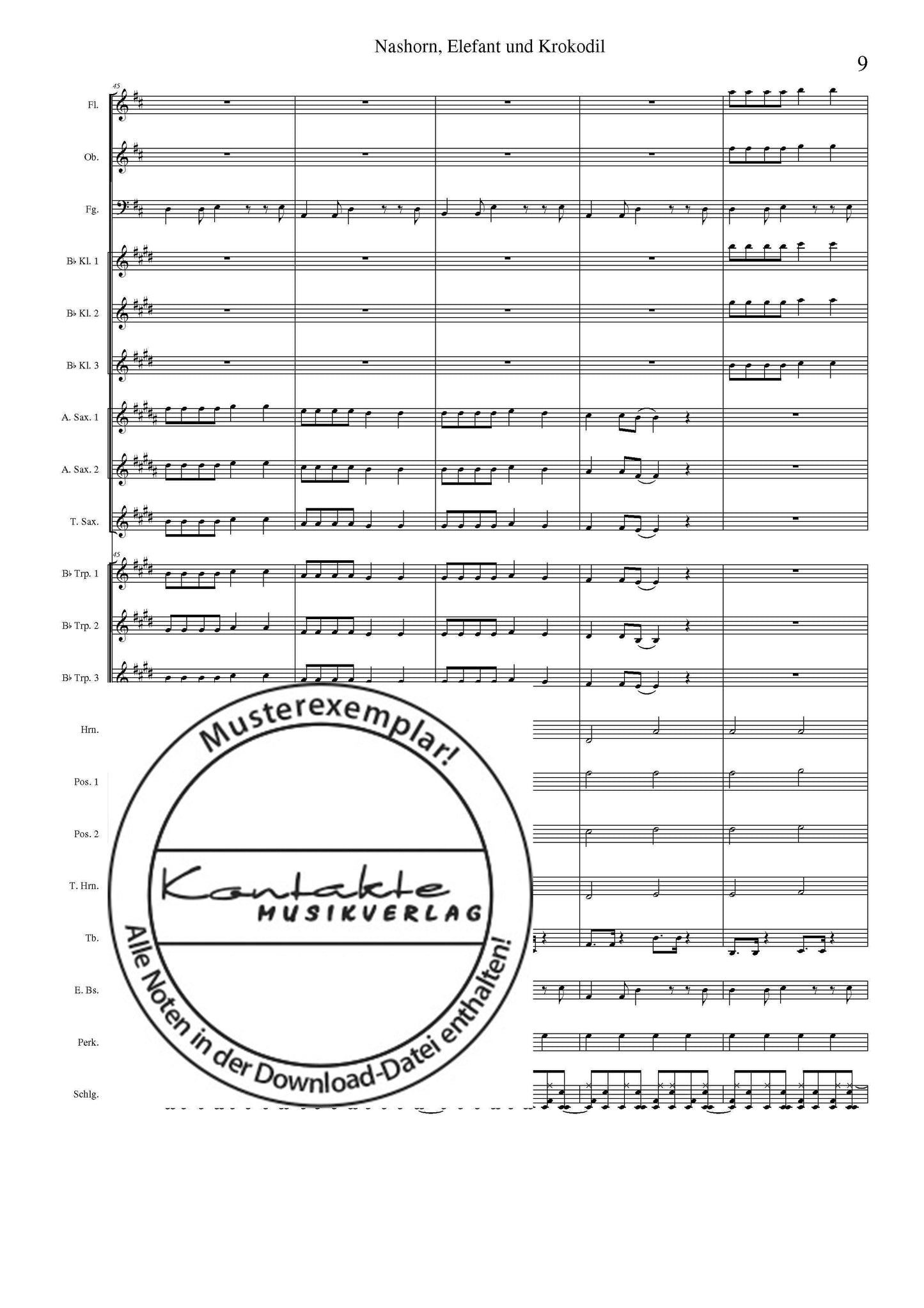 Nashorn, Elefant und Krokodil (Orchesternoten D-Dur)