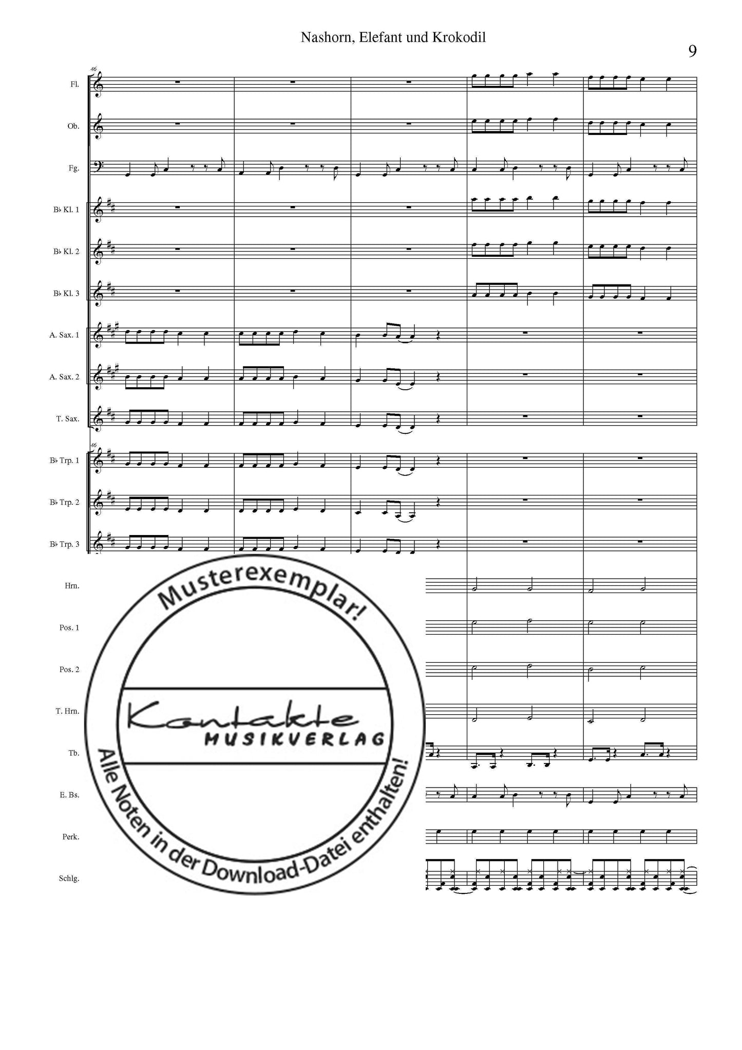 Nashorn, Elefant und Krokodil (Orchesternoten C-Dur)