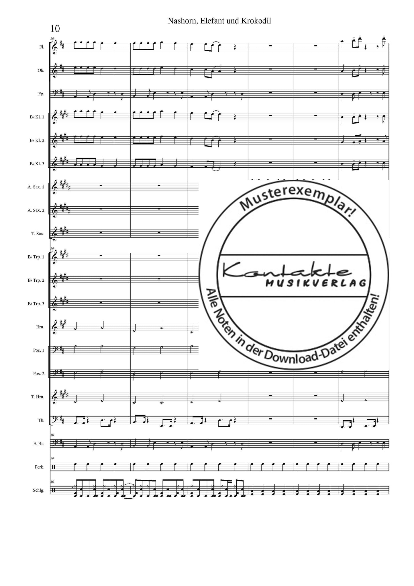 Nashorn, Elefant und Krokodil (Orchesternoten D-Dur)