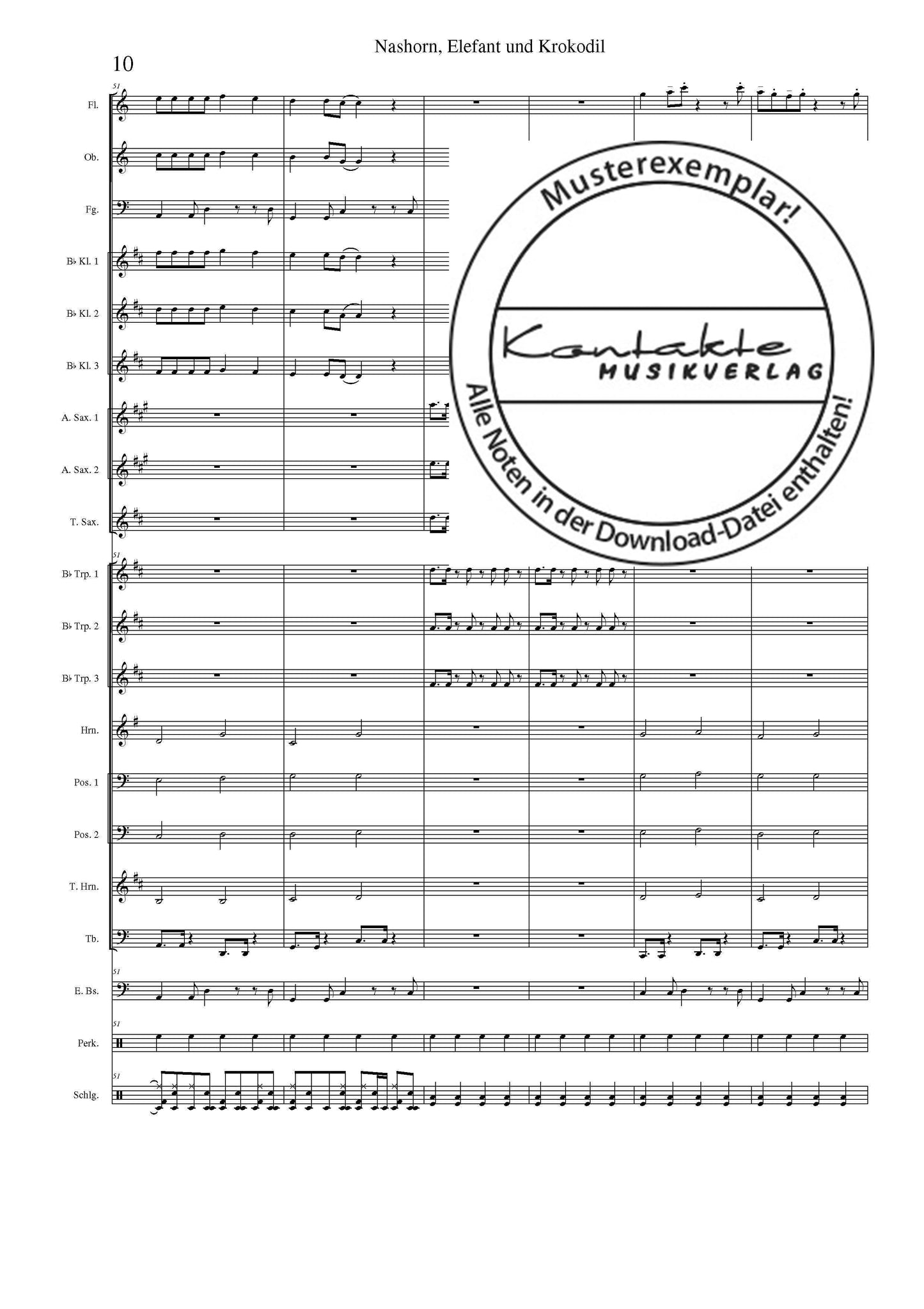 Nashorn, Elefant und Krokodil (Orchesternoten C-Dur)