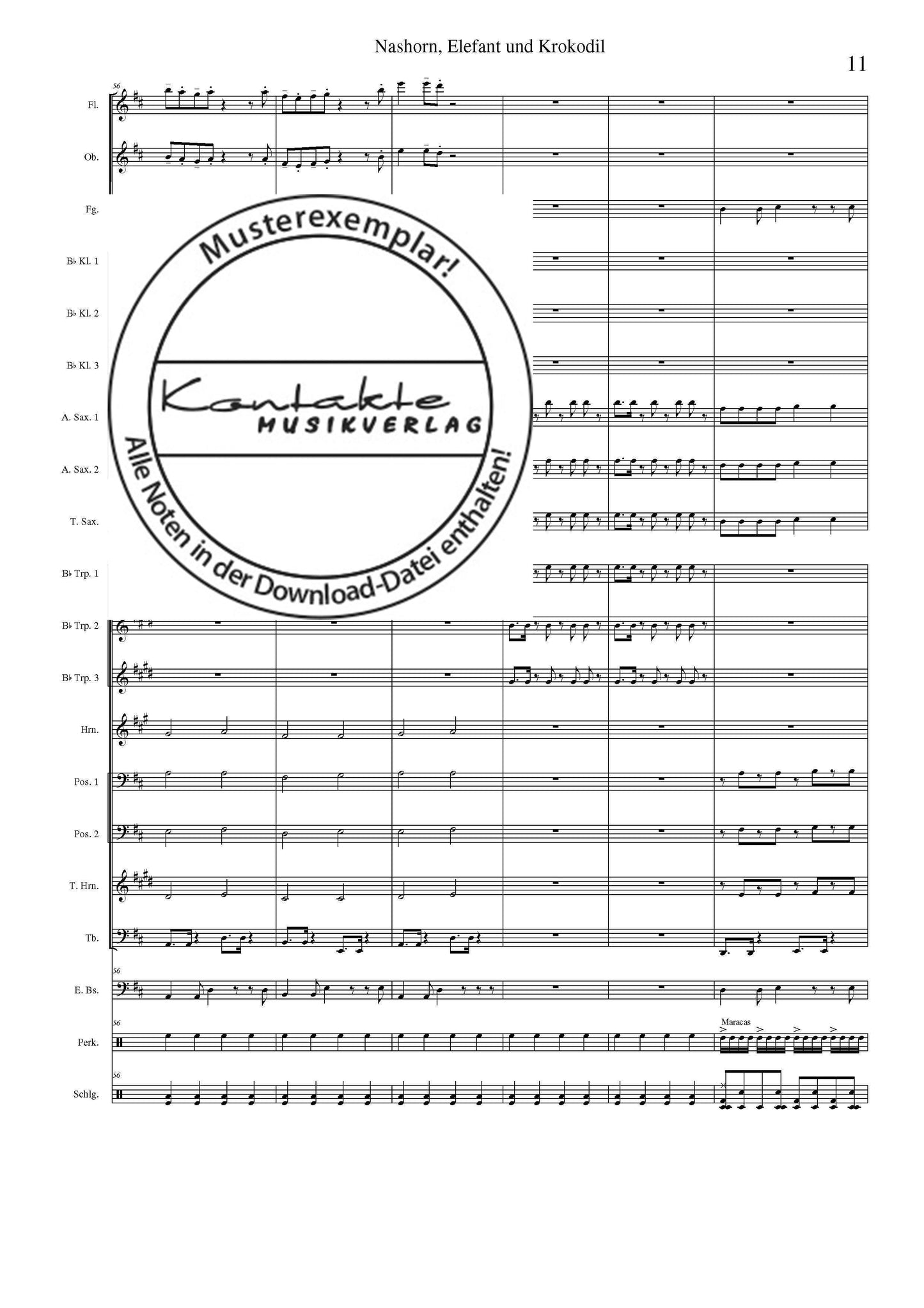 Nashorn, Elefant und Krokodil (Orchesternoten D-Dur)