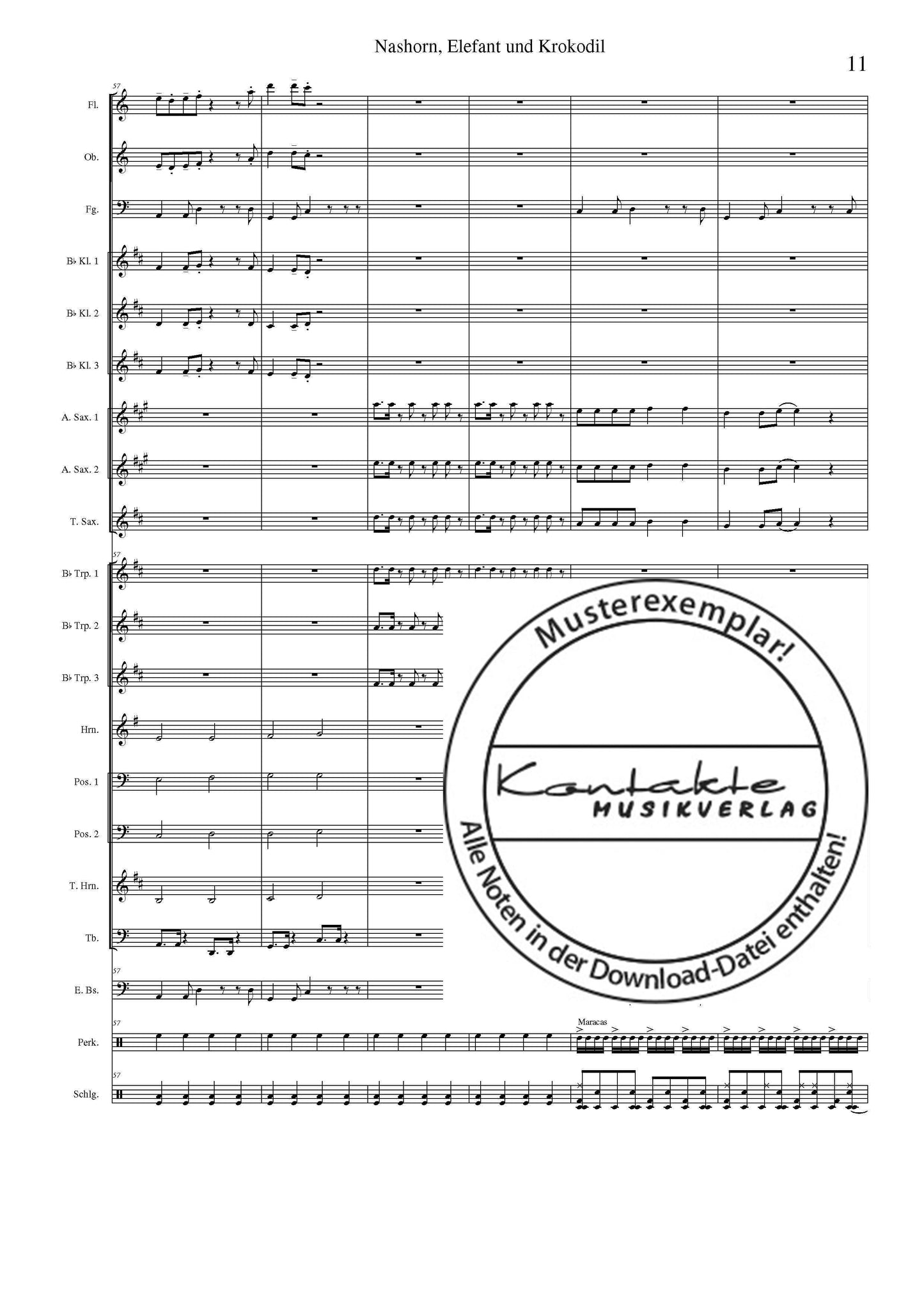 Nashorn, Elefant und Krokodil (Orchesternoten C-Dur)