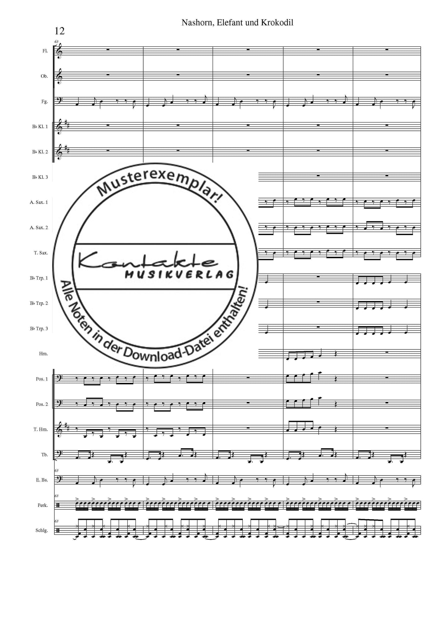 Nashorn, Elefant und Krokodil (Orchesternoten C-Dur)