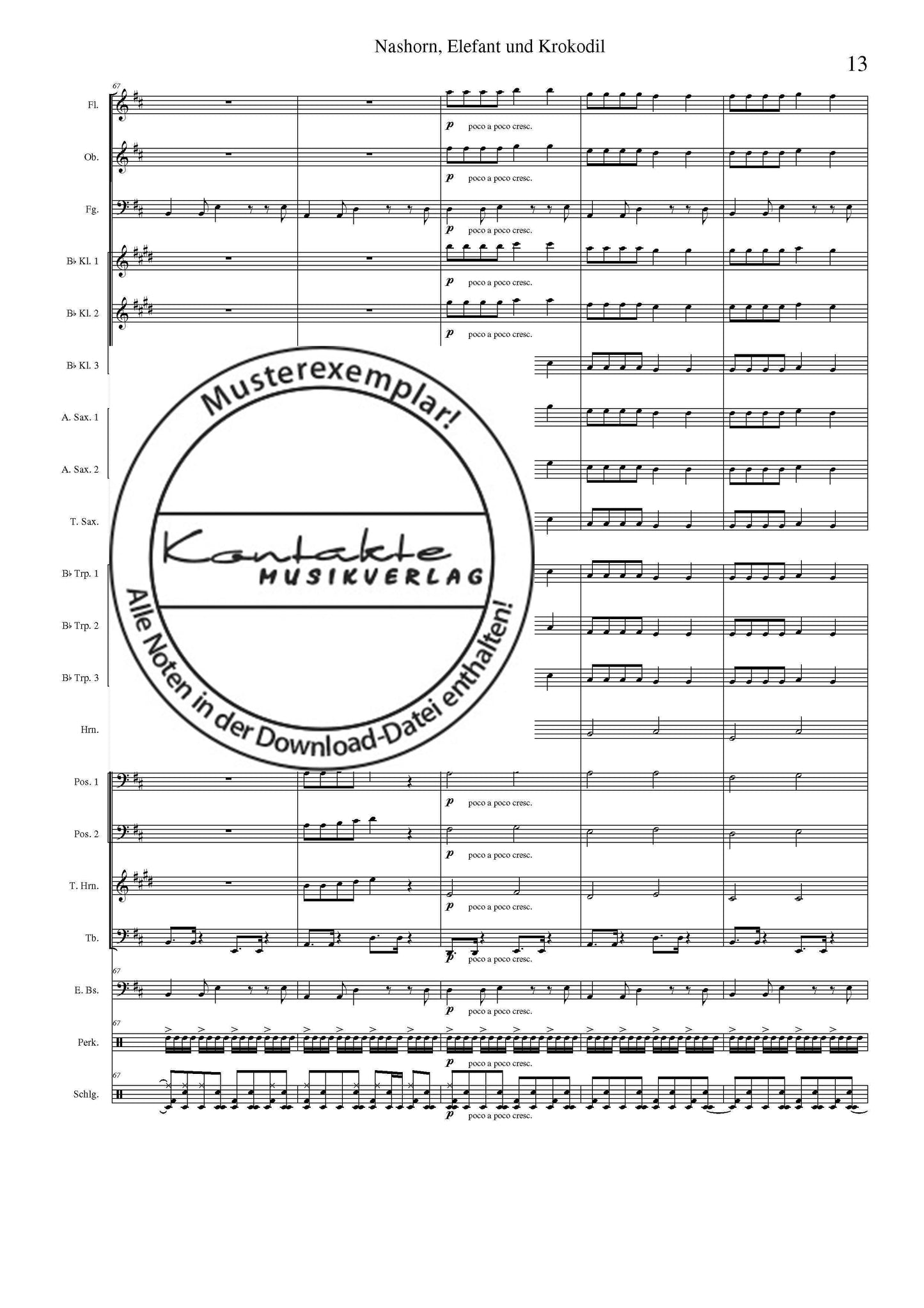 Nashorn, Elefant und Krokodil (Orchesternoten D-Dur)