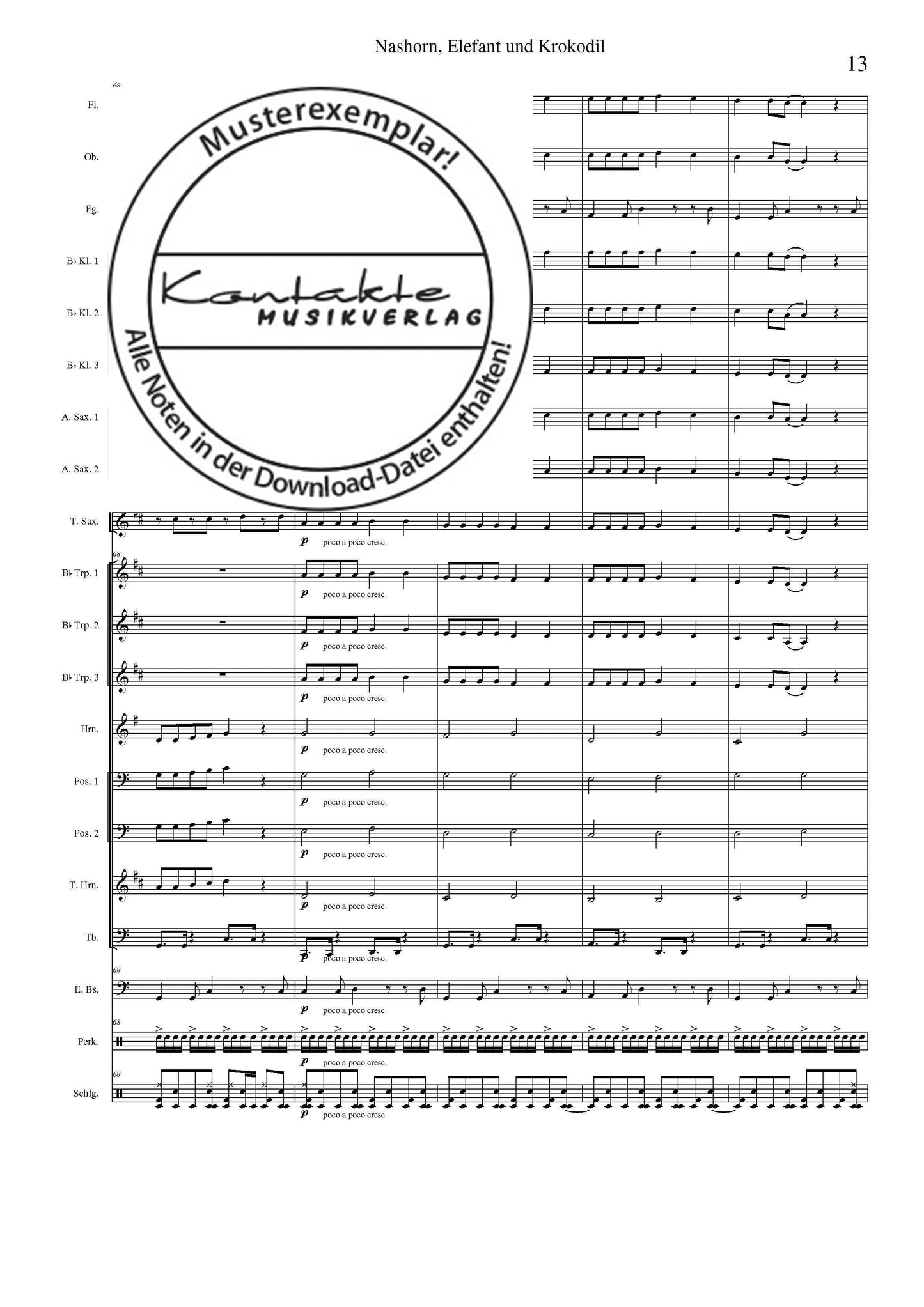 Nashorn, Elefant und Krokodil (Orchesternoten C-Dur)