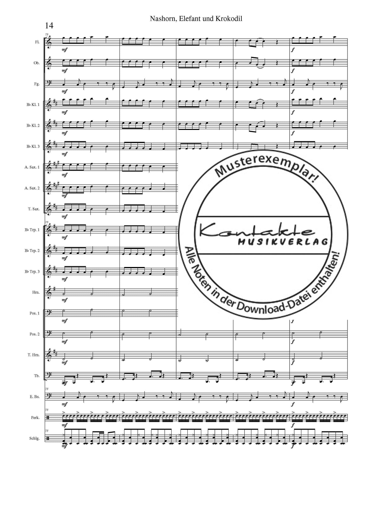 Nashorn, Elefant und Krokodil (Orchesternoten C-Dur)
