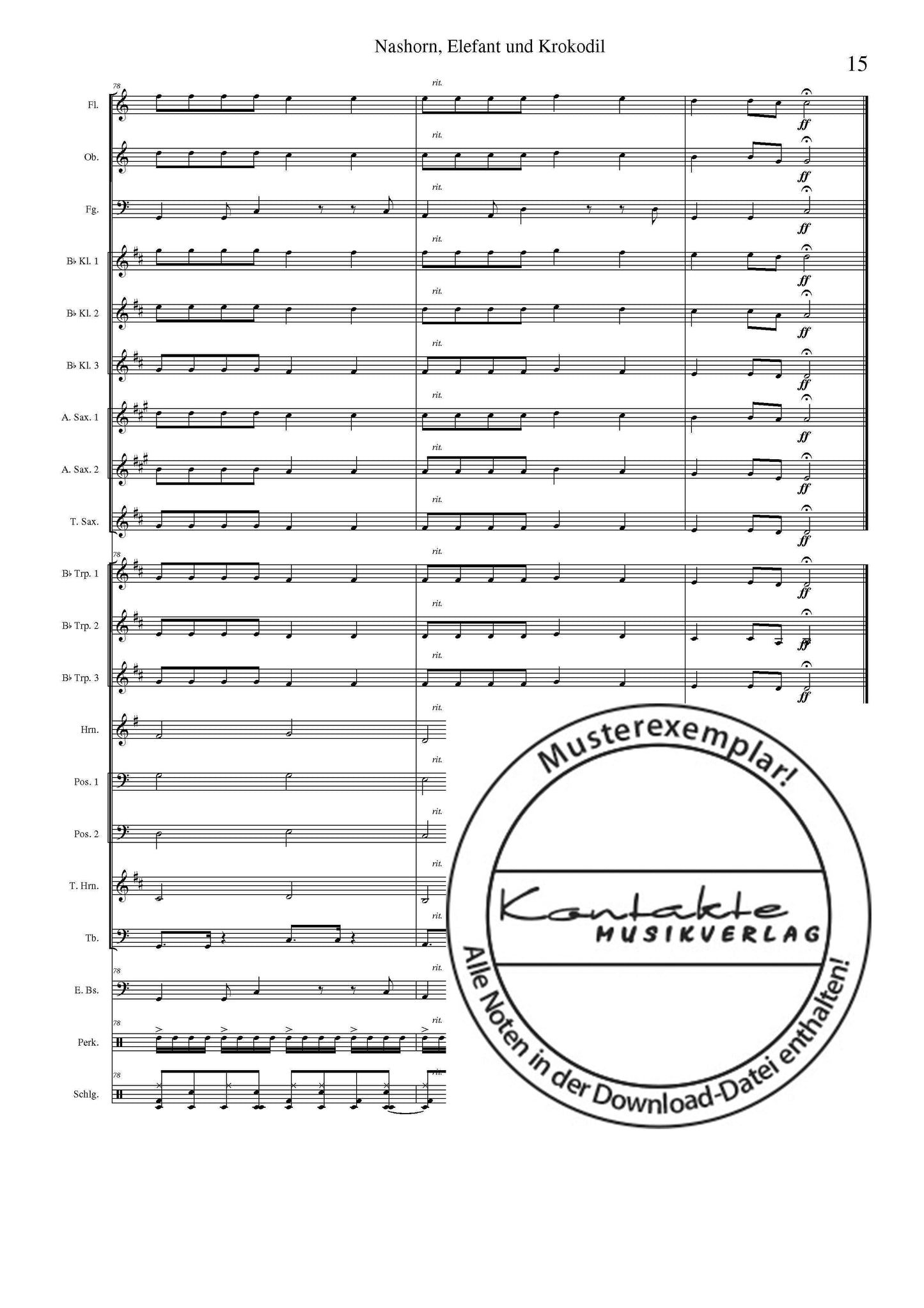 Nashorn, Elefant und Krokodil (Orchesternoten C-Dur)