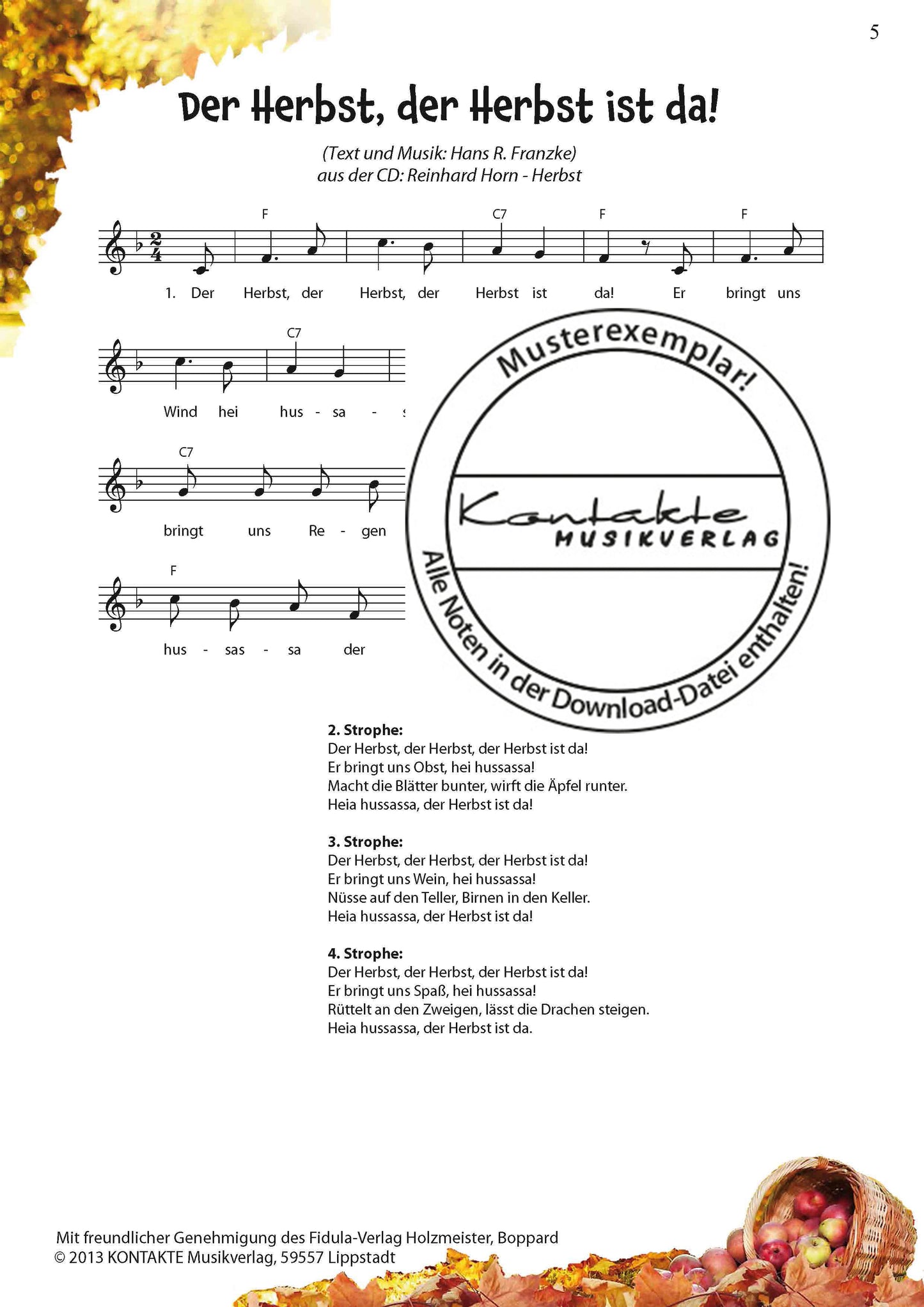 Herbst – Meine Jahreszeiten-Hits (Noten)