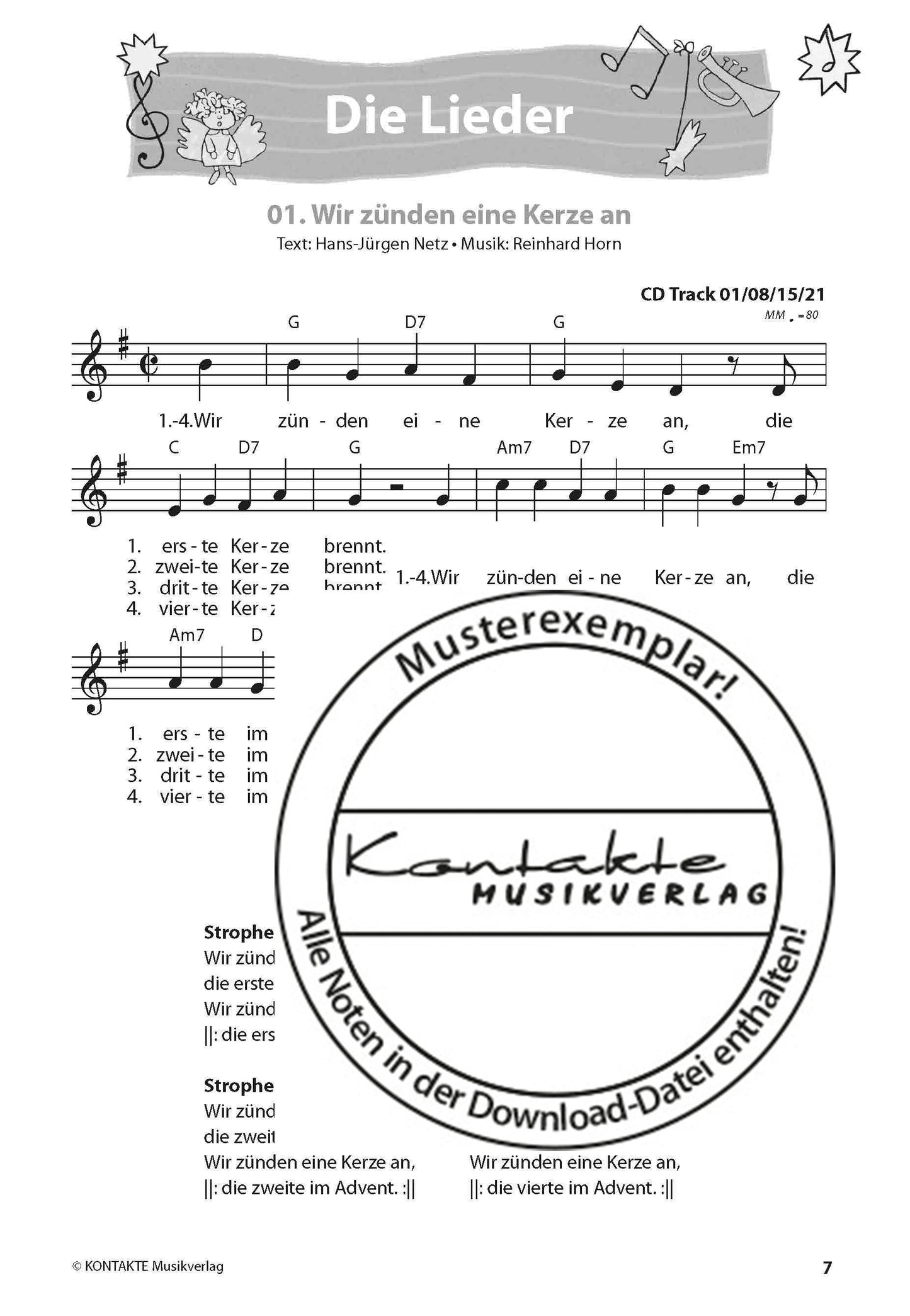 Eins, zwei, drei, vier Weihnachten steht vor der Tür (Noten)