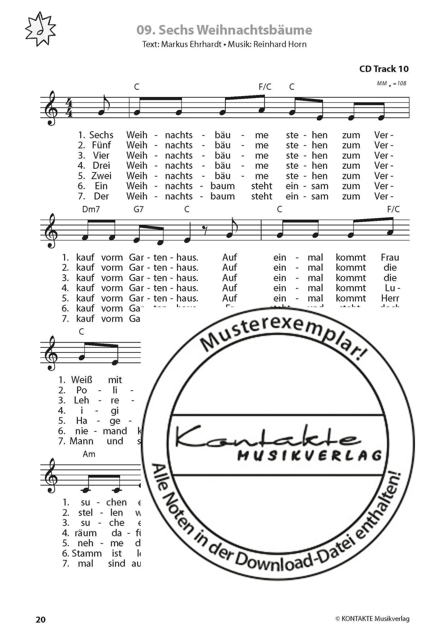 Eins, zwei, drei, vier Weihnachten steht vor der Tür (Noten)